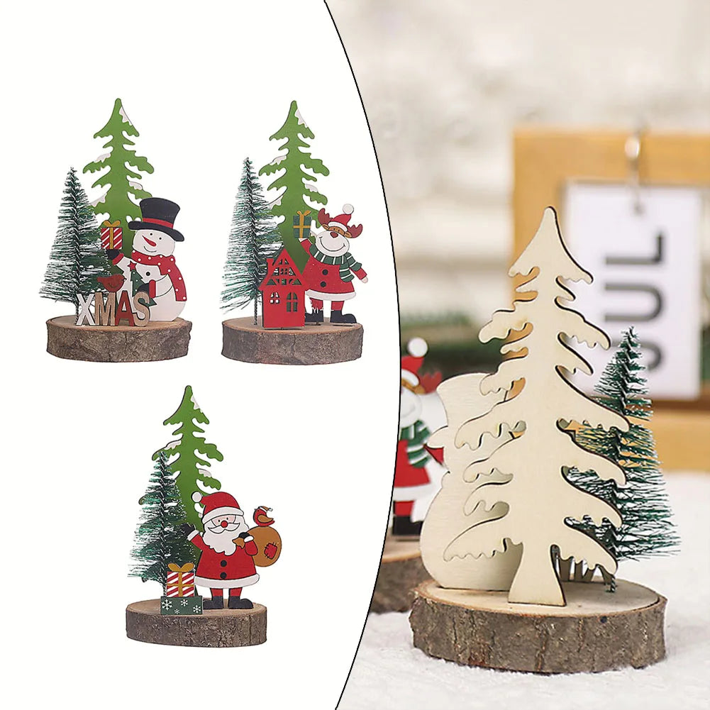 Christmas Wooden Ornaments Xmas Tree Pendant Santa Claus Crafts Table Decor Christmas Tree Decor Xmas Gifts New Year 2024