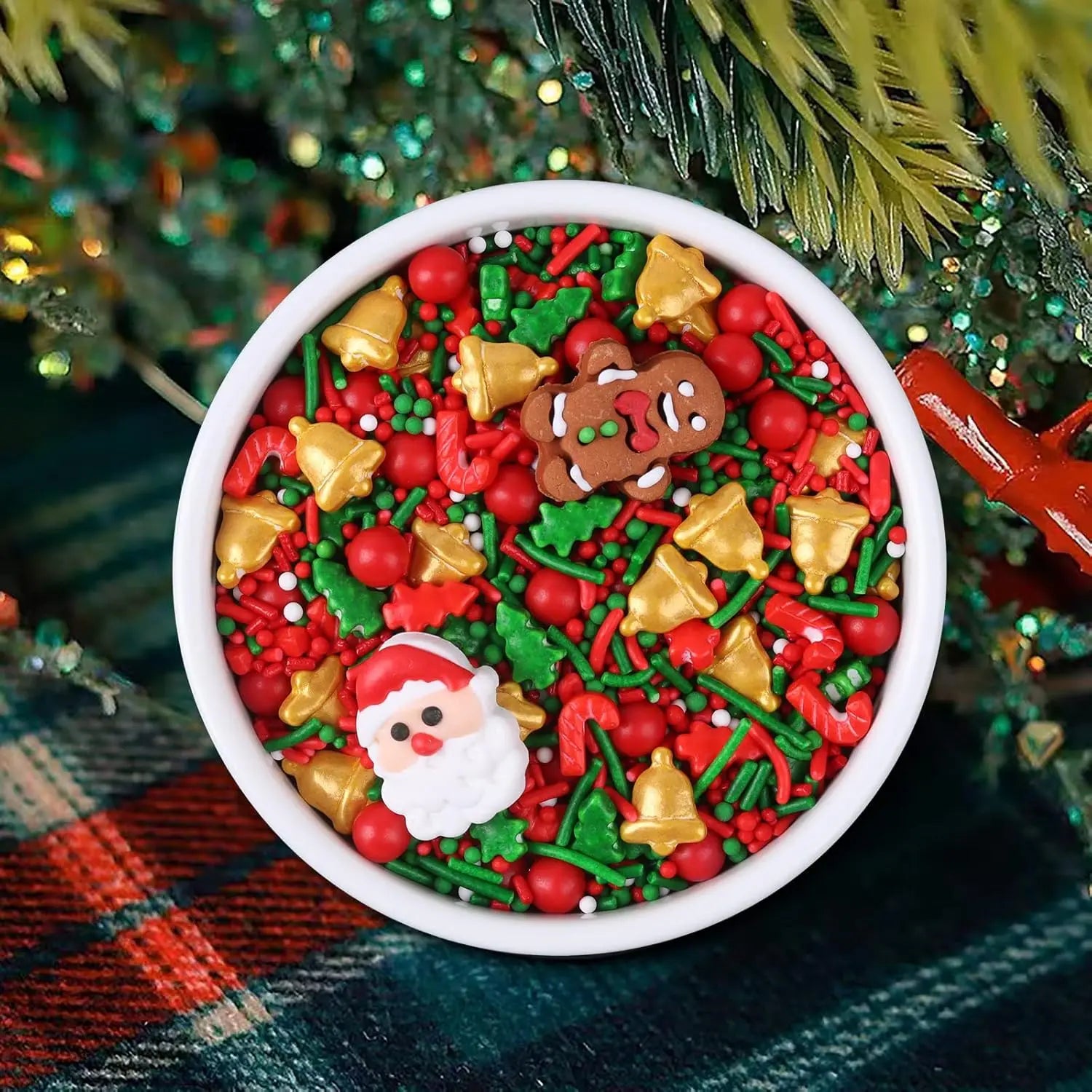 Christmas Sprinkles Mix Christmas Tree Santa Claus Sprinkles Christmas Jimmies Red and Green Sprinkle for  Cookie Baking Decor
