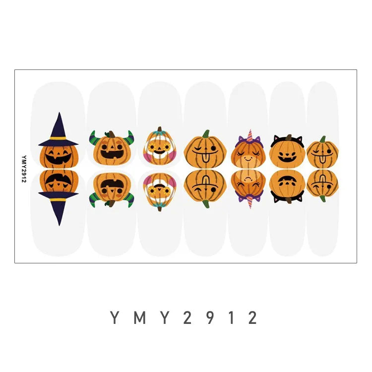 Baking Free Halloween Nail Stickers Full Sticker Fashion Nail Art Jewelry  Pumpkin Ghost Wholesale Applique Nail Sticker