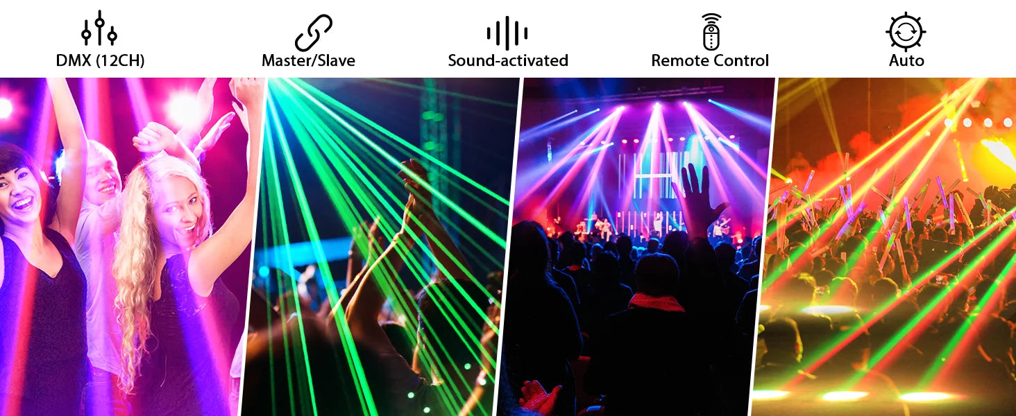 U'King Mini 30W Spot Beam Moving Head Light LED 4IN1 RGBW Effect Strobe Stage Light DMX Sound Activated DJ Disco Bar Party Light
