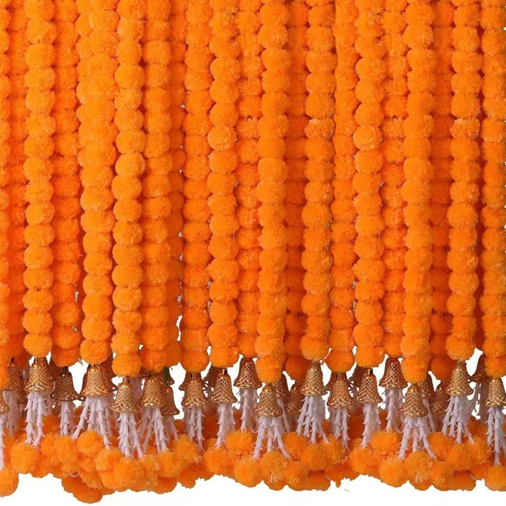 Long Strands Artificial Marigold Garland Pooja Diwali Fiesta Indian Décor Marigold Flower Garlands Reusable Events Decor