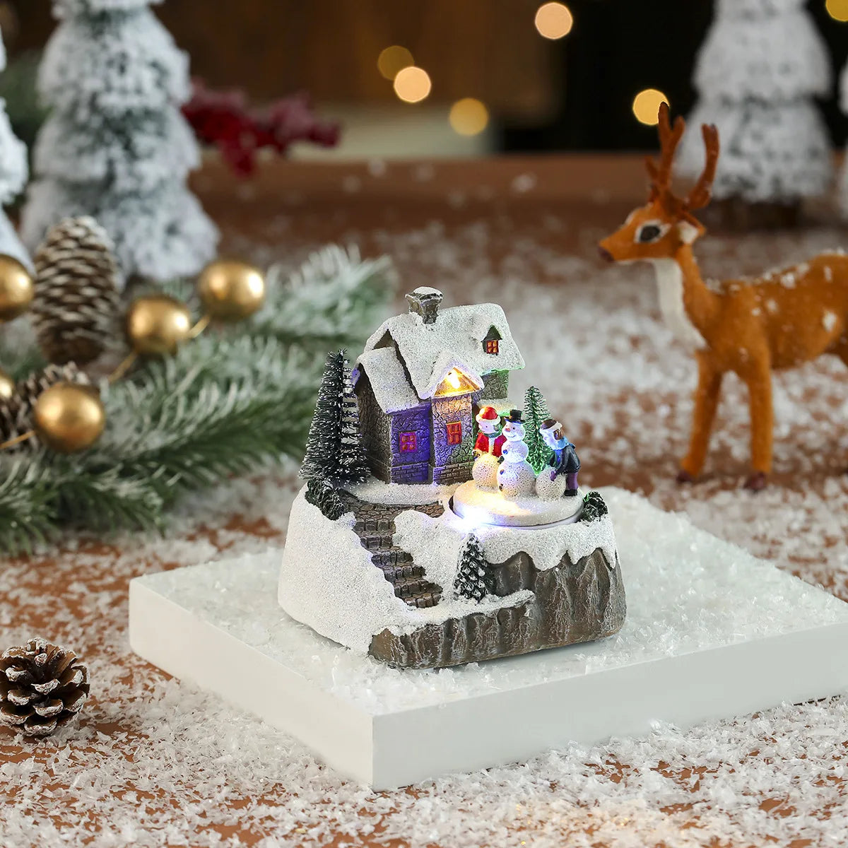 New Christmas decorations electric music, illuminated houses, LED lights, snow houses, Christmas ornaments gifts