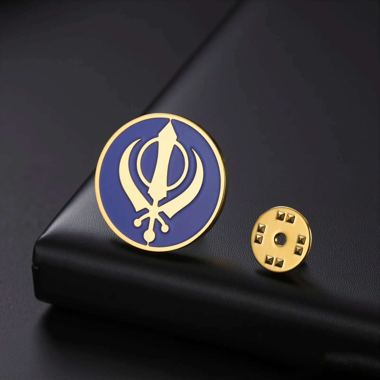 LIKGREAT Sikh Khanda Brooch Religious Spiritual Enamel Pin Badge Stainless Steel Jewelry Amulet Gift for Men Women Accessory