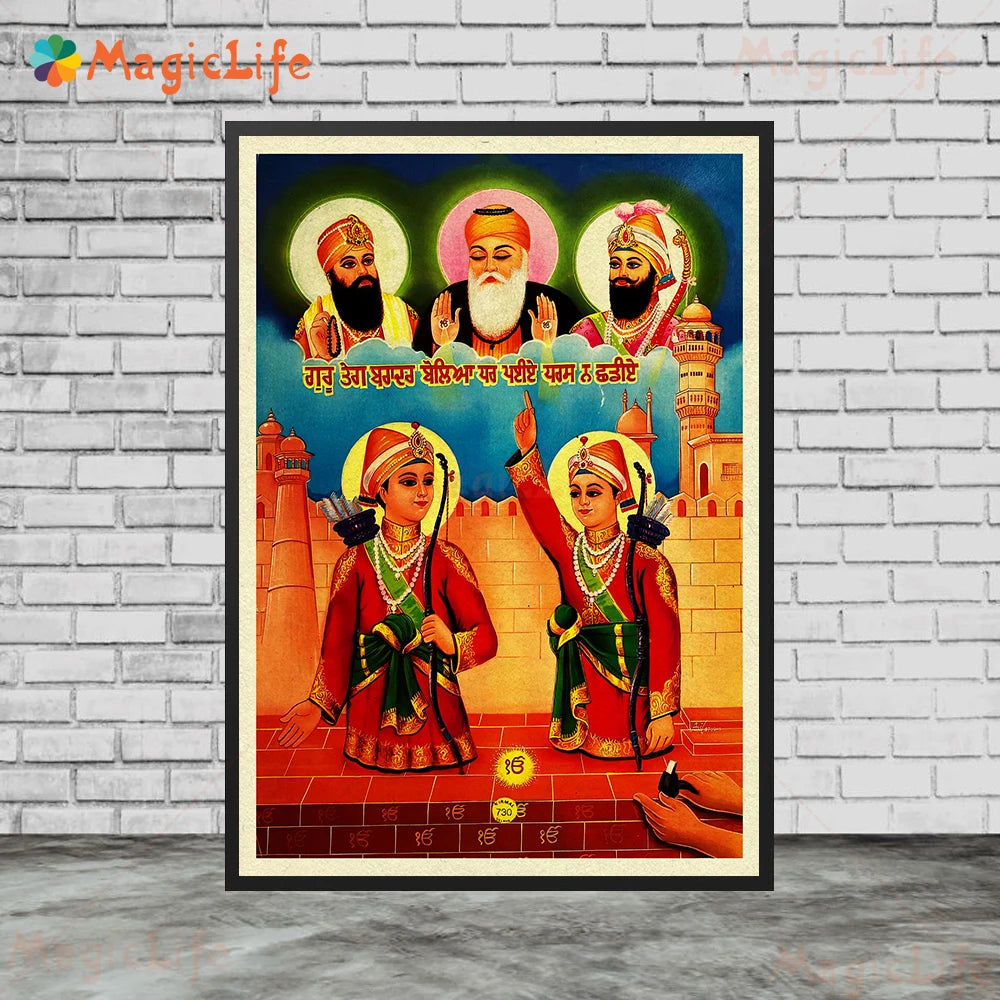 Sikhism Gurunanak Gulu Nanak Religion Posters Wall Pictures For Living Room Vintage Poster Wall Art Canvas Painting Unframed