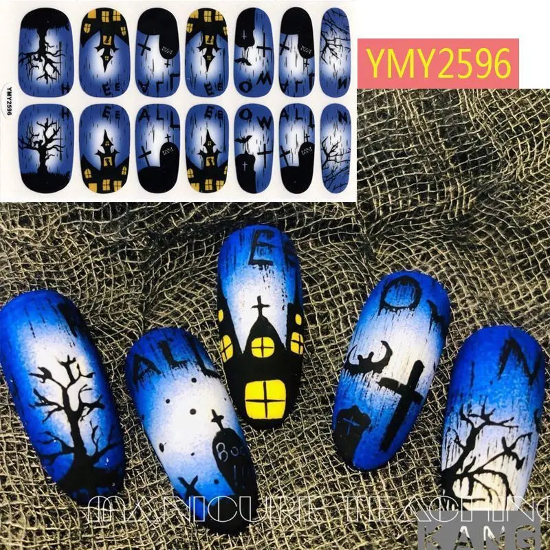 Baking Free Halloween Nail Stickers Full Sticker Fashion Nail Art Jewelry  Pumpkin Ghost Wholesale Applique Nail Sticker