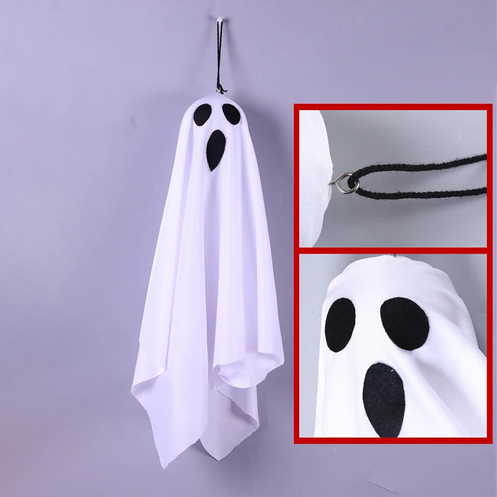 Halloween Glowing White Ghost LED Hanging Ghosts Horror Props with Fairy Light Indoor Outdoor Haunted House Halloween Decoration