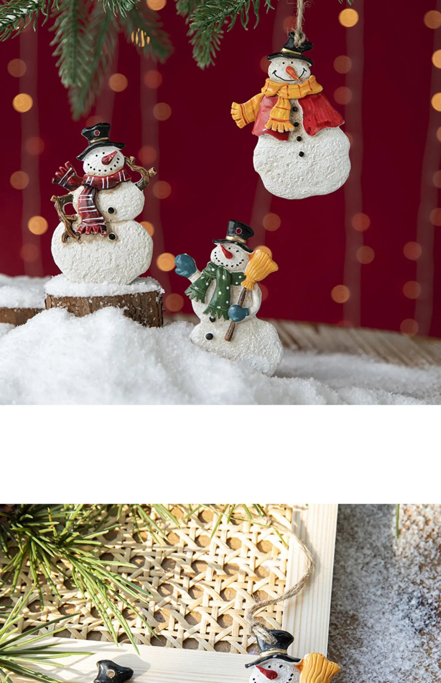 Christmas Resin Tree Decorations Santa Snowman Angel Pendant Ornament DIY Kids Toys Noel Navidad Kerst 2023