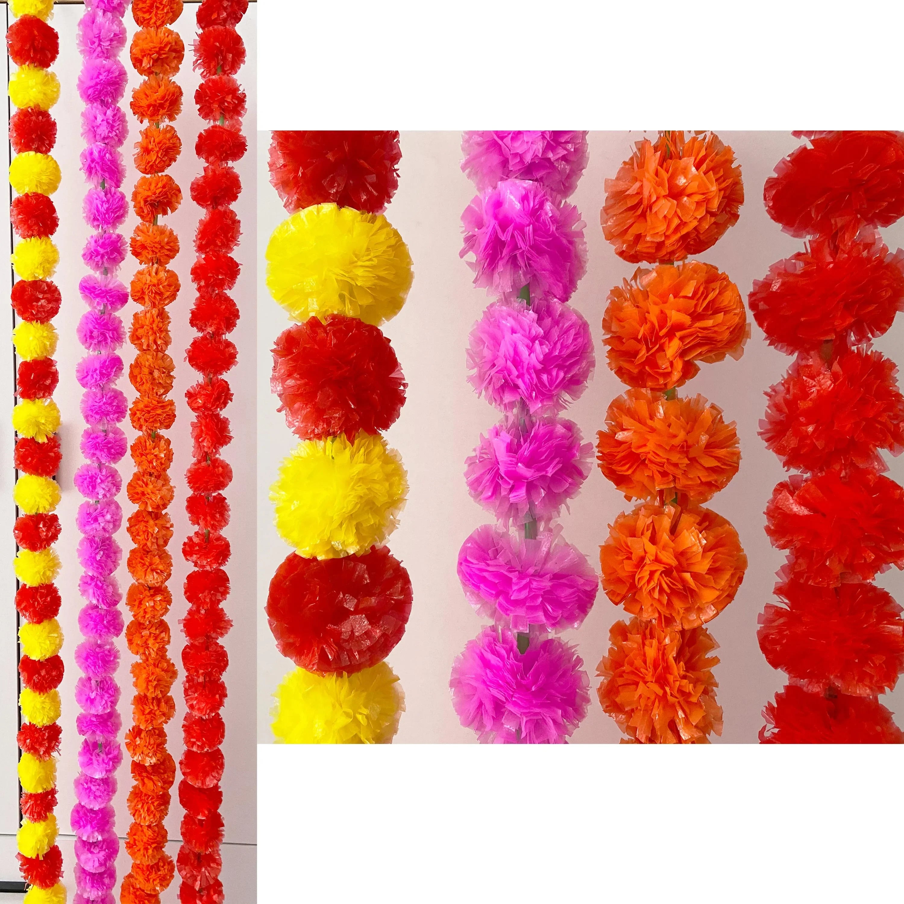 2 Pcs Marigold Flower Garland with бо Flowers for Diwali