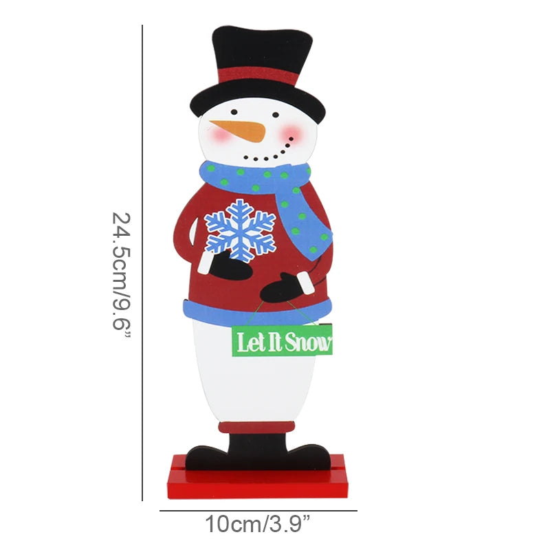 Christmas Wooden Reindeer Snowman Santa Claus Crafts Xmas Desktop Ornaments Merry Christmas Home Decorations New Years Noel Gift