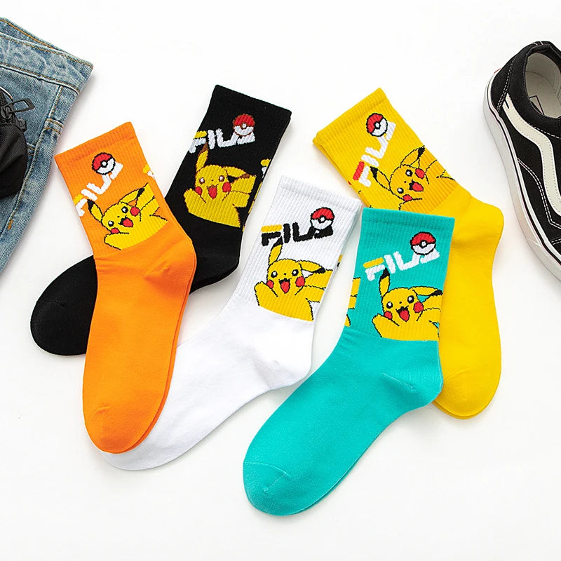 Bandai Pokemon cartoon socks men women Christmas Halloween Hip Hop Street Fashion Inspired Novelty Funny Casual Crew Socks