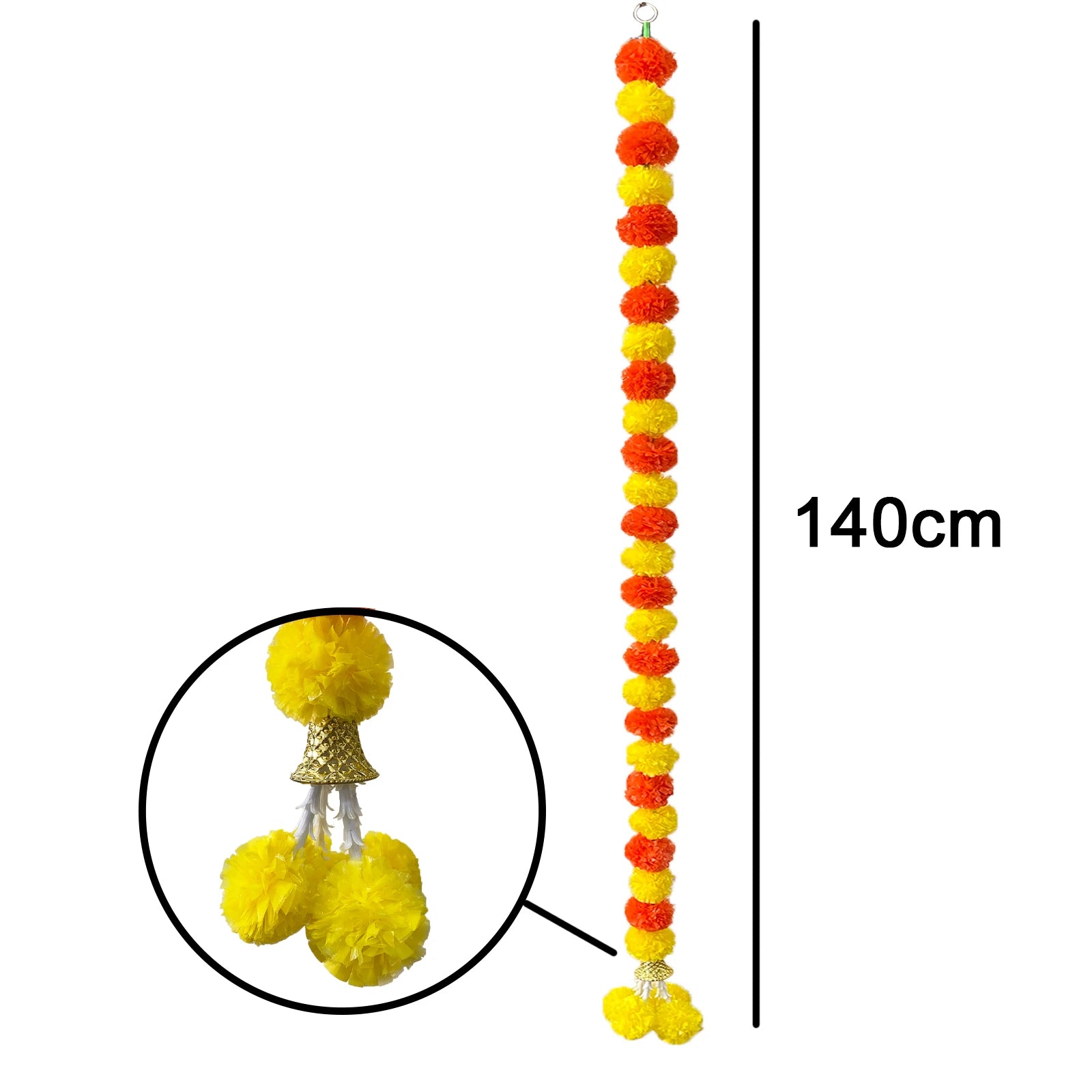 2 Pcs Marigold Flower Garland with бо Flowers for Diwali