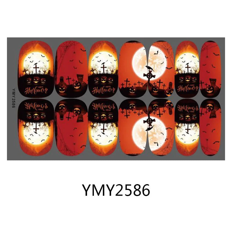 Baking Free Halloween Nail Stickers Full Sticker Fashion Nail Art Jewelry  Pumpkin Ghost Wholesale Applique Nail Sticker