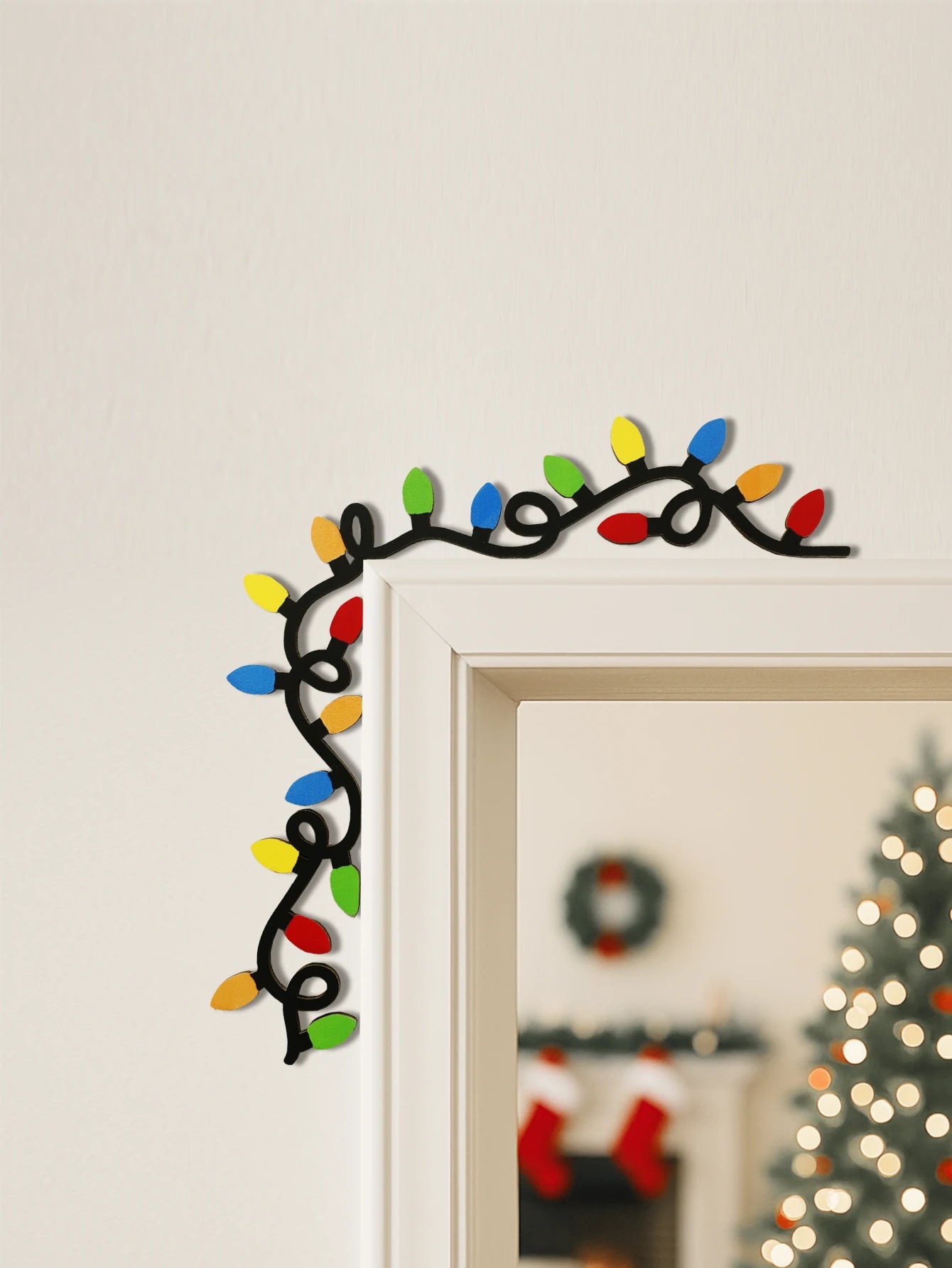 Christmas Door Frame Decoration, Colorful Branch-shaped Wall Decor, Festive Home & Office Decoration for Xmas Party & Room Gift