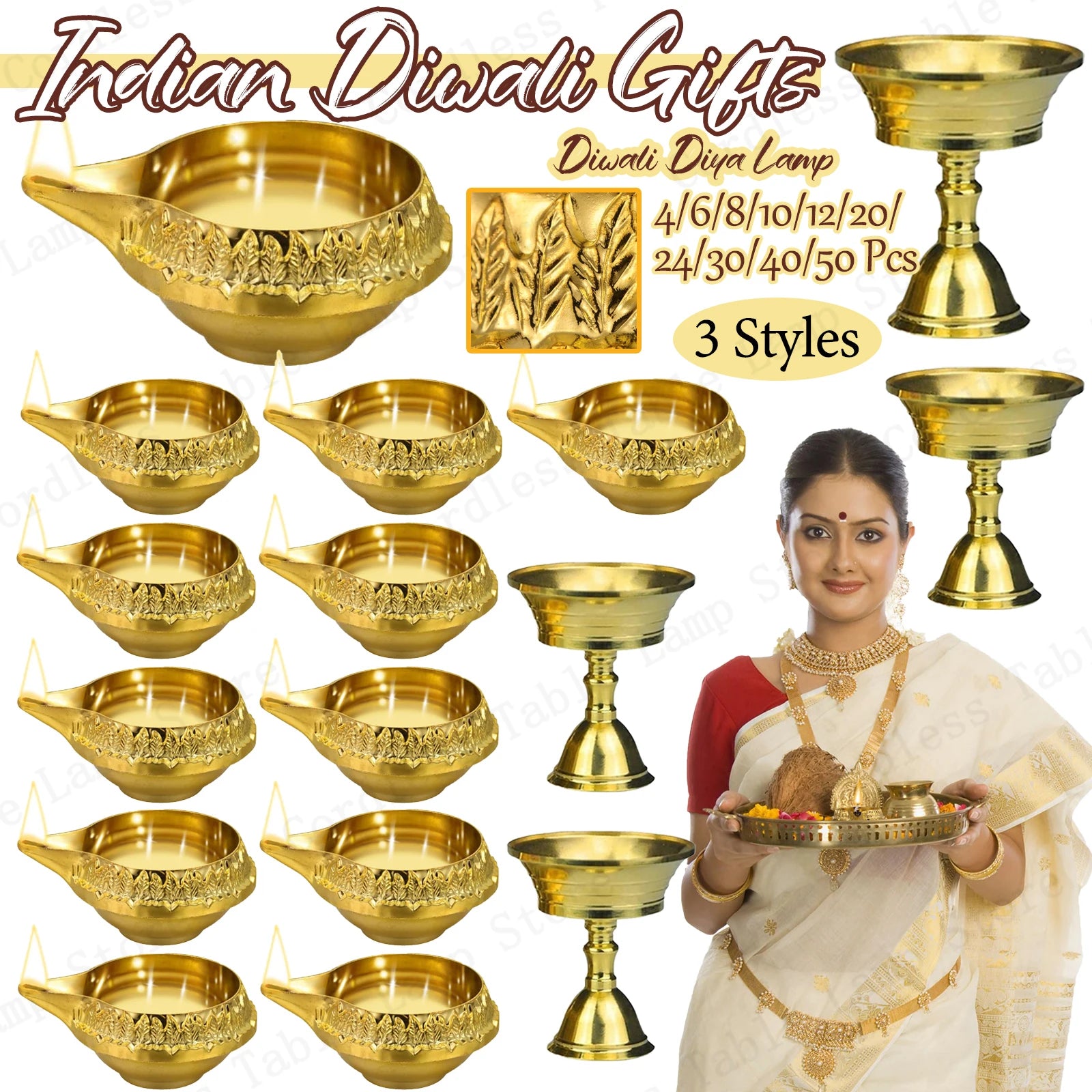 4-50Pcs Diwali Diya Lamp Brass Oil Lamp