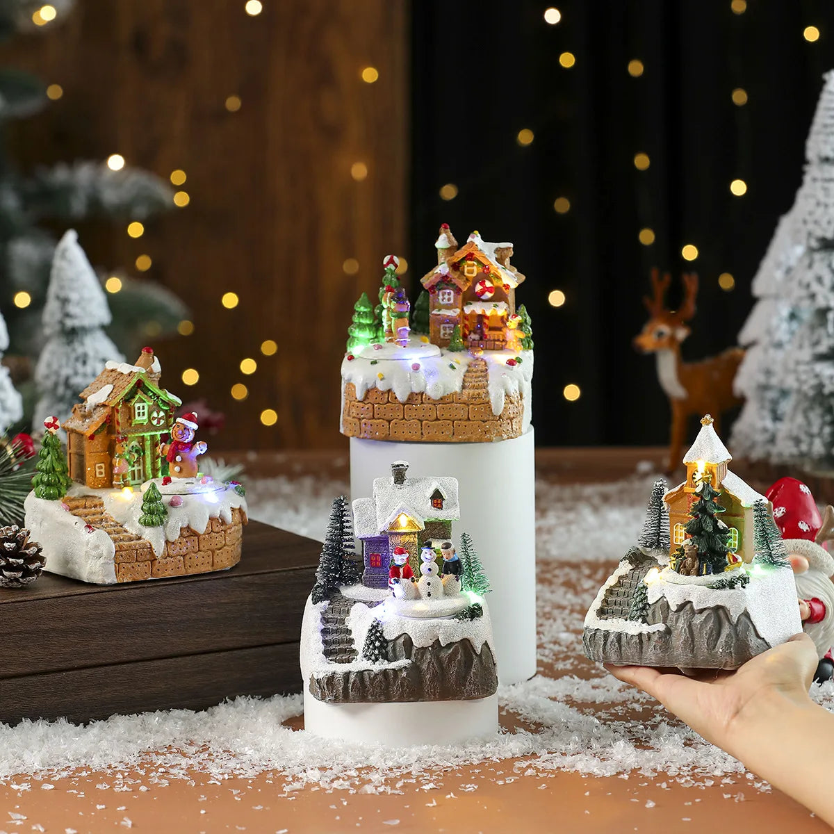New Christmas decorations electric music, illuminated houses, LED lights, snow houses, Christmas ornaments gifts