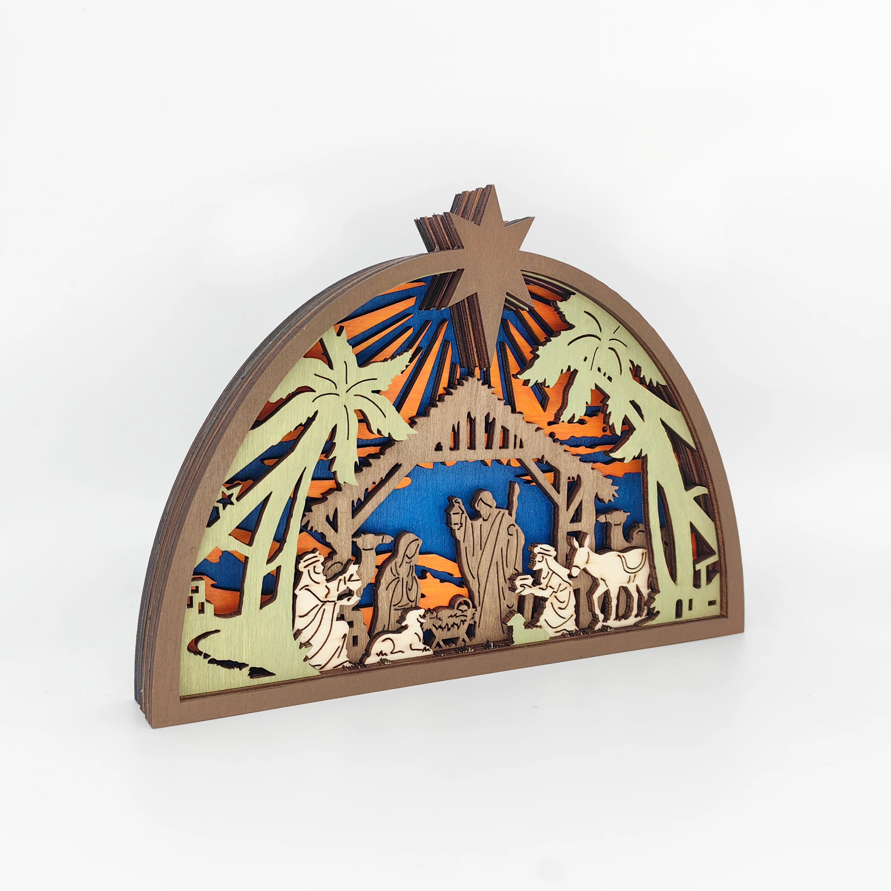 New Christmas Wooden Crafts Wooden Christmas Jesus Ornaments Home Holiday Decorations