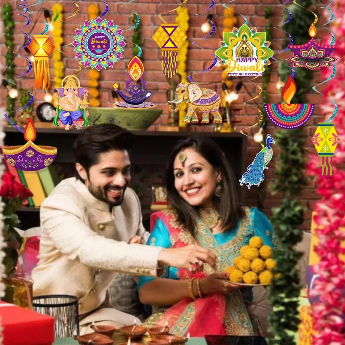 Happy Diwali Party Banner Hanging Garland for Diwali Festival Theme Party Decoration