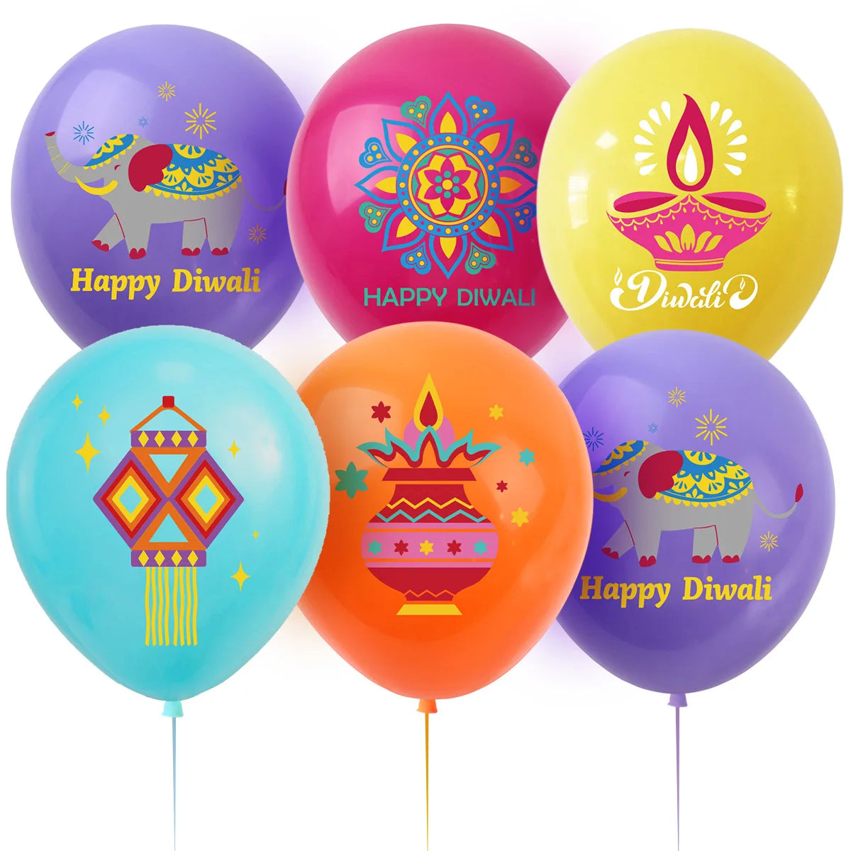 10Pcs Diwali Theme Latex Balloon Diwali Party Decoration Indian Diwali Lotus Balloons Happy Diwali Party Inflate Globos