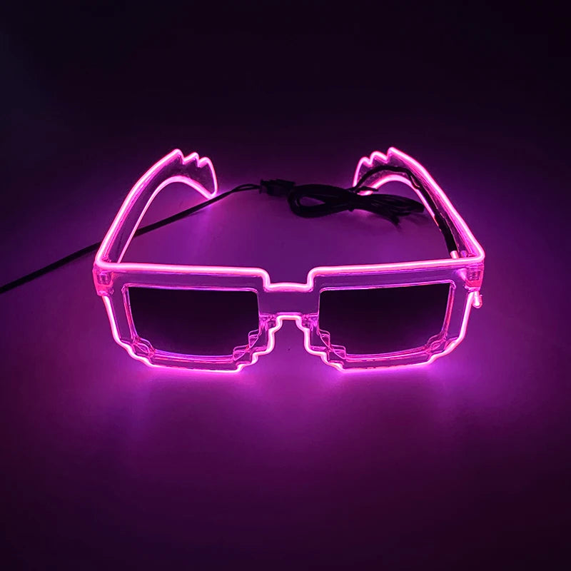 Funny Light Up Glasses Luminous LED Mosaic Glasses Men Women Halloween Party Supplies Glowing Glasses Neon Gafas Prpos