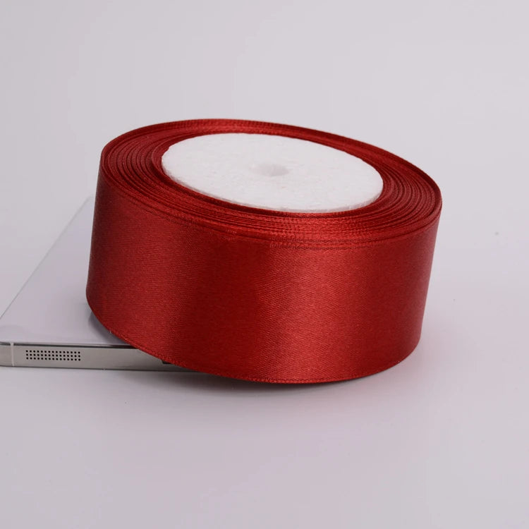 Burgundy Wine Red Single Face Satin Ribbon 6-10-15-20-25-40-50mm Gift Packaging Tape Christmas Halloween Birthday Party Decor