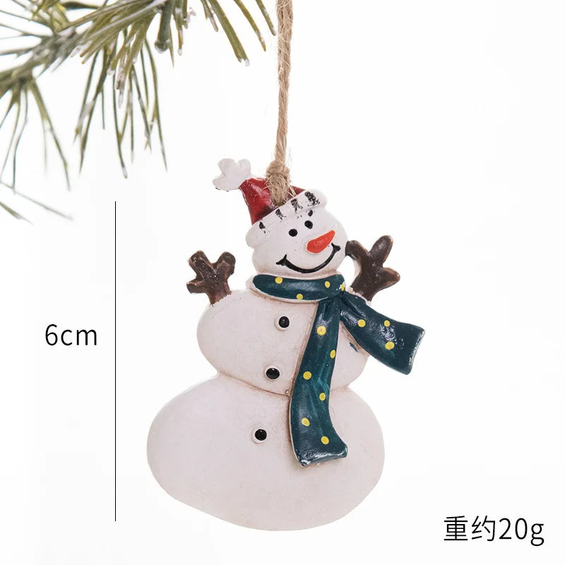 Christmas Resin Tree Decorations Santa Snowman Angel Pendant Ornament DIY Kids Toys Noel Navidad Kerst 2023