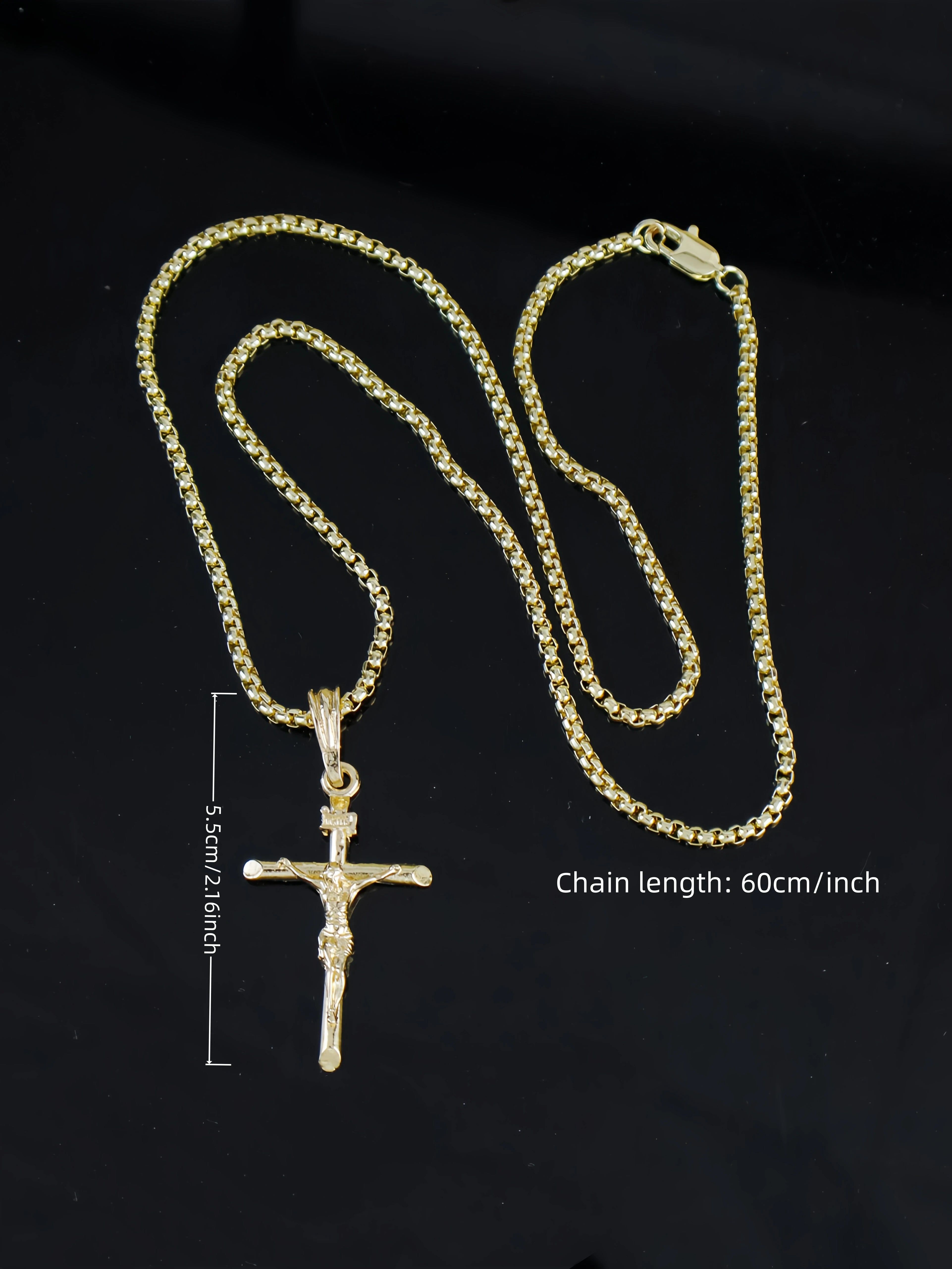 Gold-plated chain Jesús Pendant Cross necklace