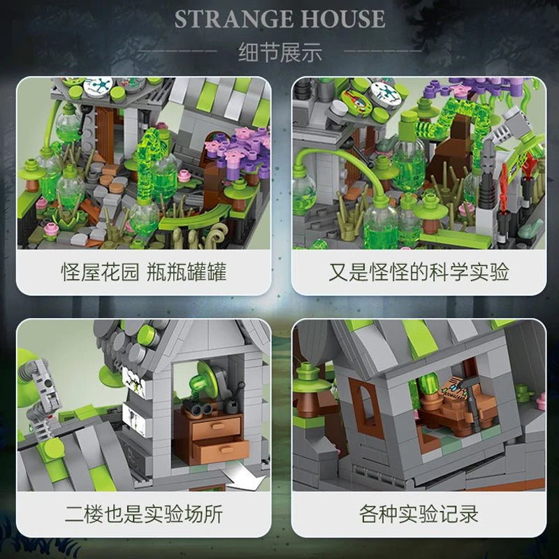 Halloween Toys Building Blocks Assembly Pumpkin House Ghost House Witch Science Monster Friend Party Decor Model Kids Gifts