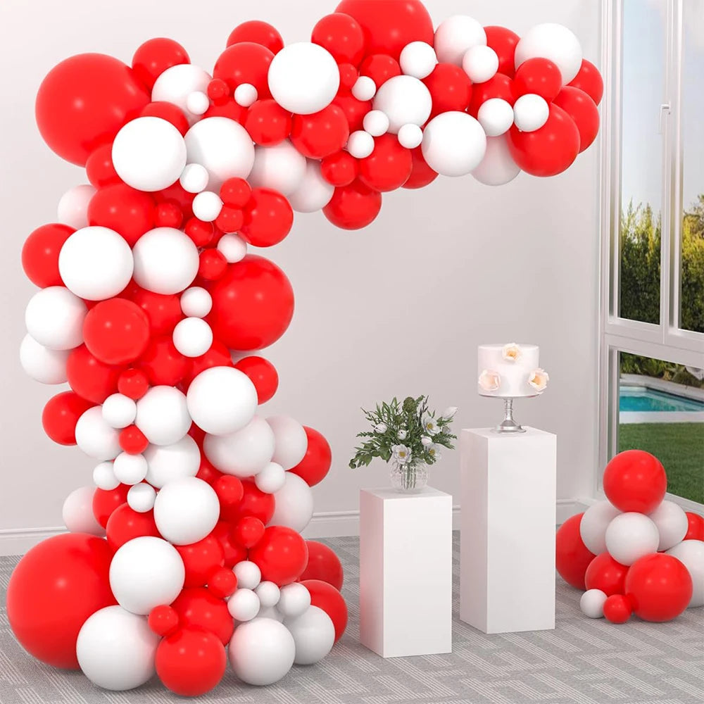 Christmas Red Balloons Garland Red White Balloons Arch Kit Xmas Home Birthday Party Graduation Baby Shower New Year Decoration