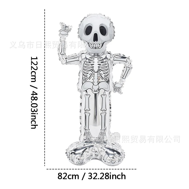 1pc Standing Skeleton Man Balloon Halloween Pumpkin Man Aluminum Film Balloon Festival Party Decoration Terrifying Prop Ballon