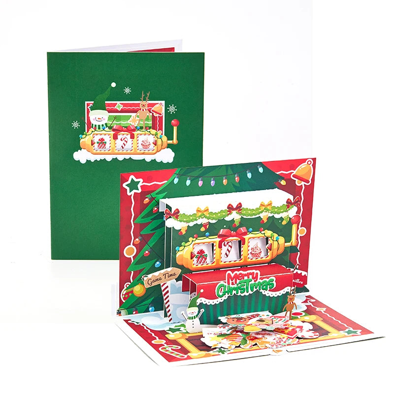 Christmas Tree Greeting Cards Cat Xmas Party Three-dimensional Pop Up Card 3D Postcard With Envelope Holiday Supplies