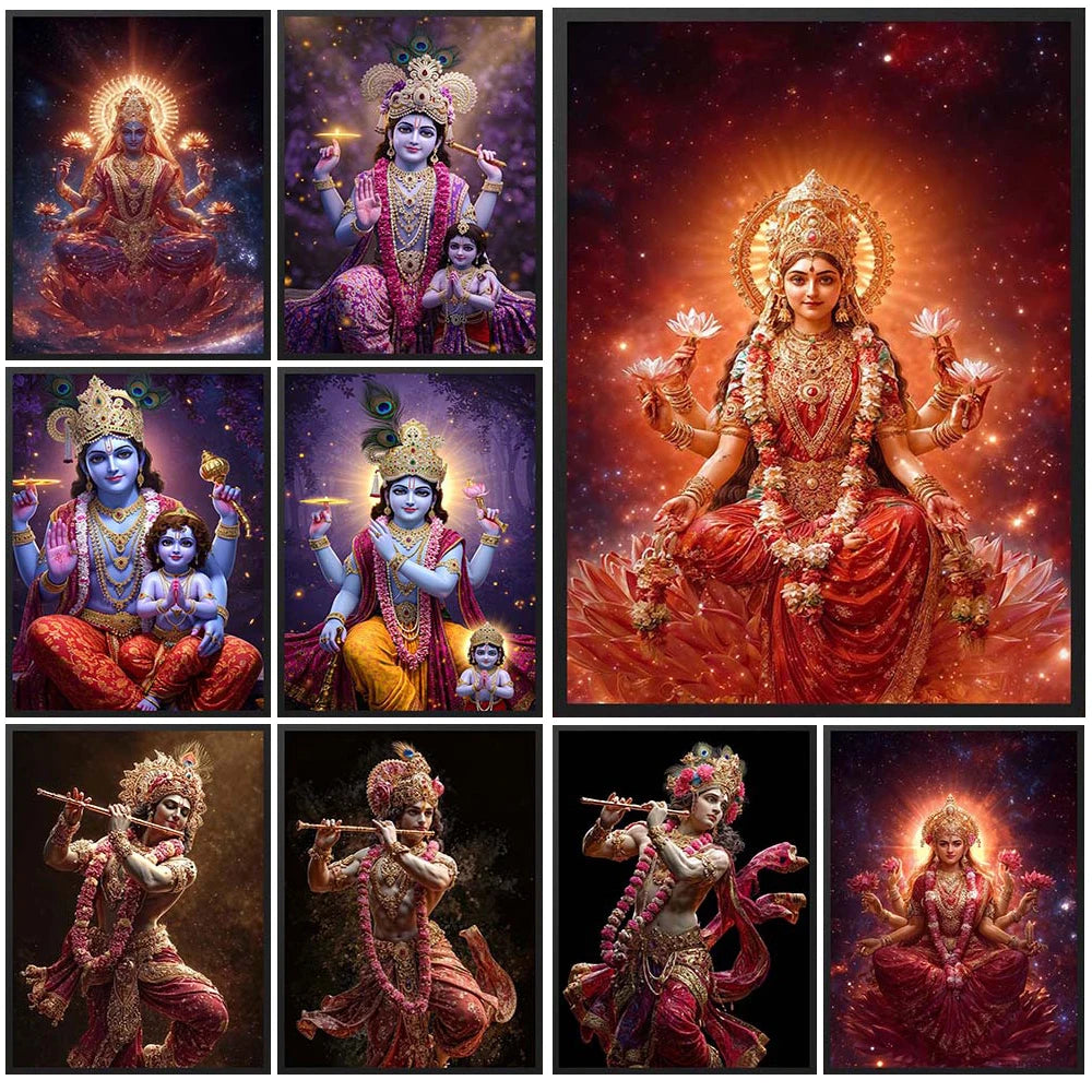 Goddess Parvati Shiva Vishnu Religion Poster Wall Pictures For Church Decor Wall Art Canvas Painting Posters Unframed