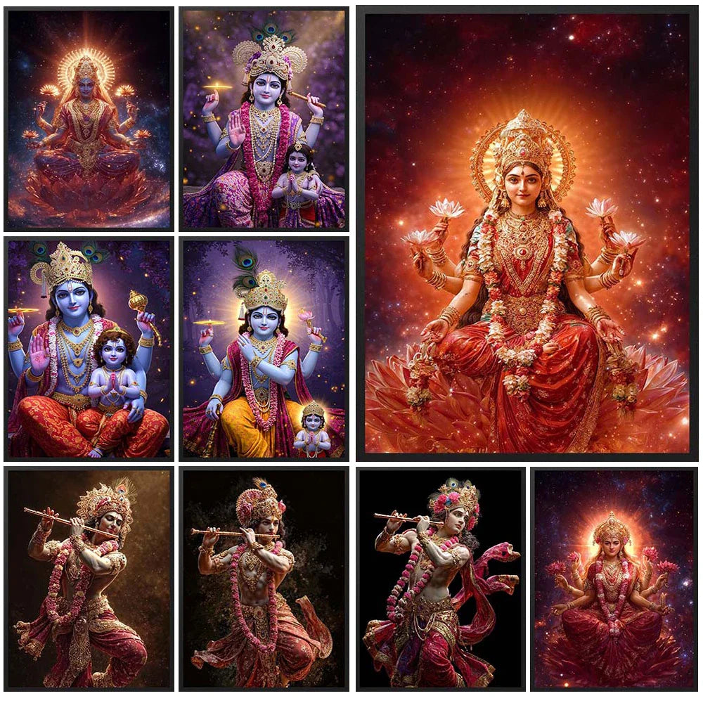 Goddess Parvati Shiva Vishnu Religion Poster Wall Pictures For Church Decor Wall Art Canvas Painting Posters Unframed