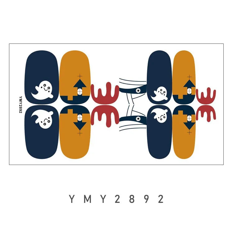 Baking Free Halloween Nail Stickers Full Sticker Fashion Nail Art Jewelry  Pumpkin Ghost Wholesale Applique Nail Sticker
