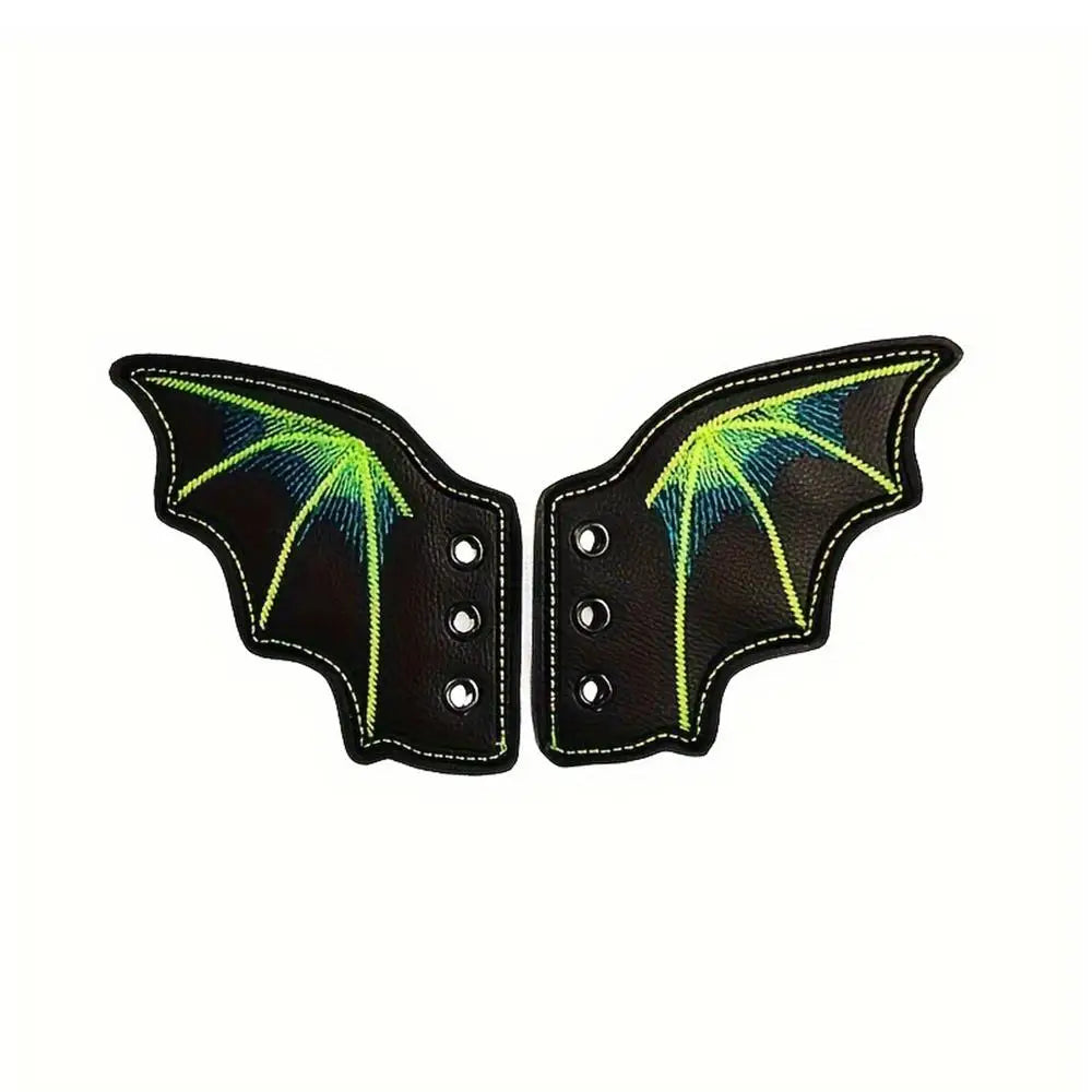 1Pair Fashion Leather Bat Shoe Wings Ornament Halloween Party Fun Skate Shoes Decorations DIY Adult Kids Shoe Decor Accessories