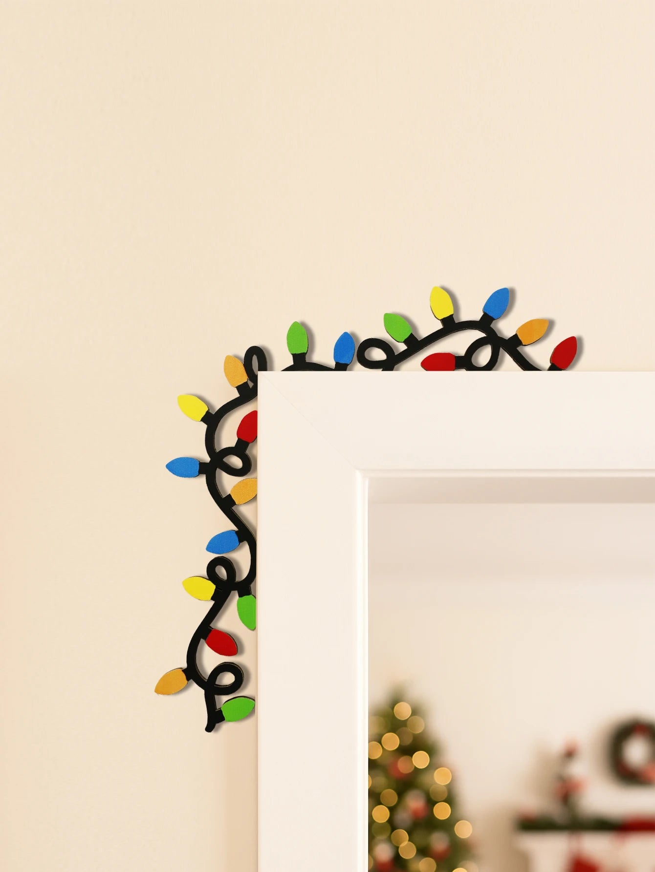 Christmas Door Frame Decoration, Colorful Branch-shaped Wall Decor, Festive Home & Office Decoration for Xmas Party & Room Gift