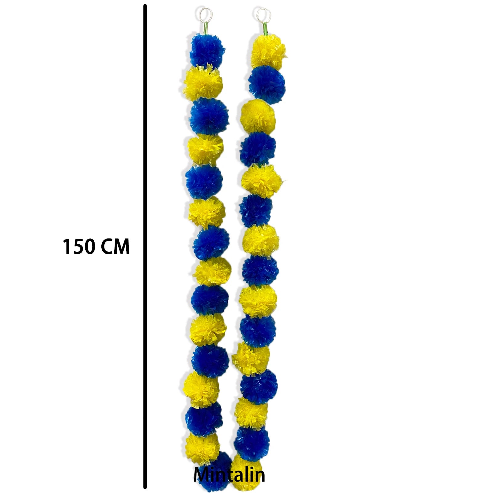 Marigold Garland for Decoration 10 Pcs of 5 feet (1,52 m)˜ Long Strands Artificial Marigold Flowers, Indian Décor for Pooja