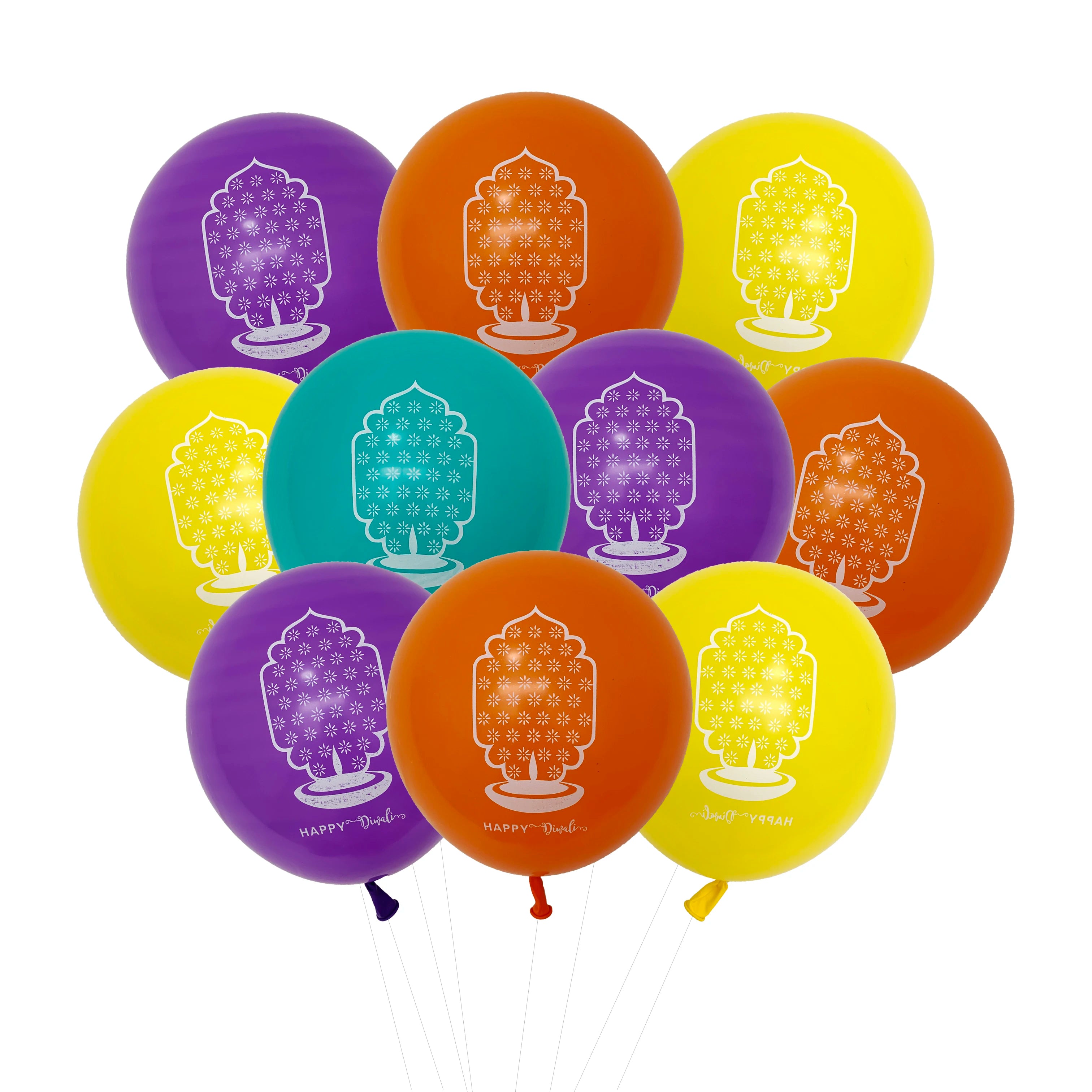 10Pcs Diwali Theme Latex Balloon Diwali Party Decoration Indian Diwali Lotus Balloons Happy Diwali Party Inflate Globos