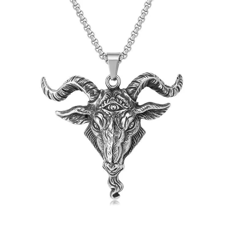 Gothic Pattern Skull Ghost Head Pendant Necklace Men's Punk Trend Alternative Halloween Jewelry