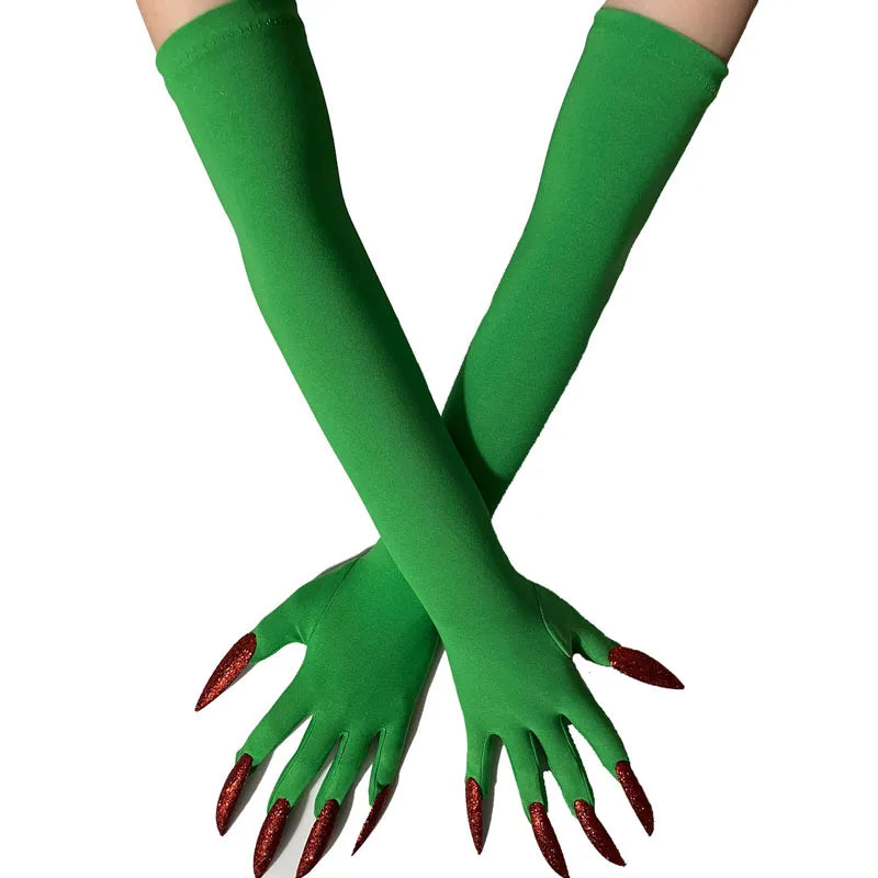 Cool Halloween gloves long ghost claw dress up gloves fashionable red long nails Cosplay Halloween funny gloves A529
