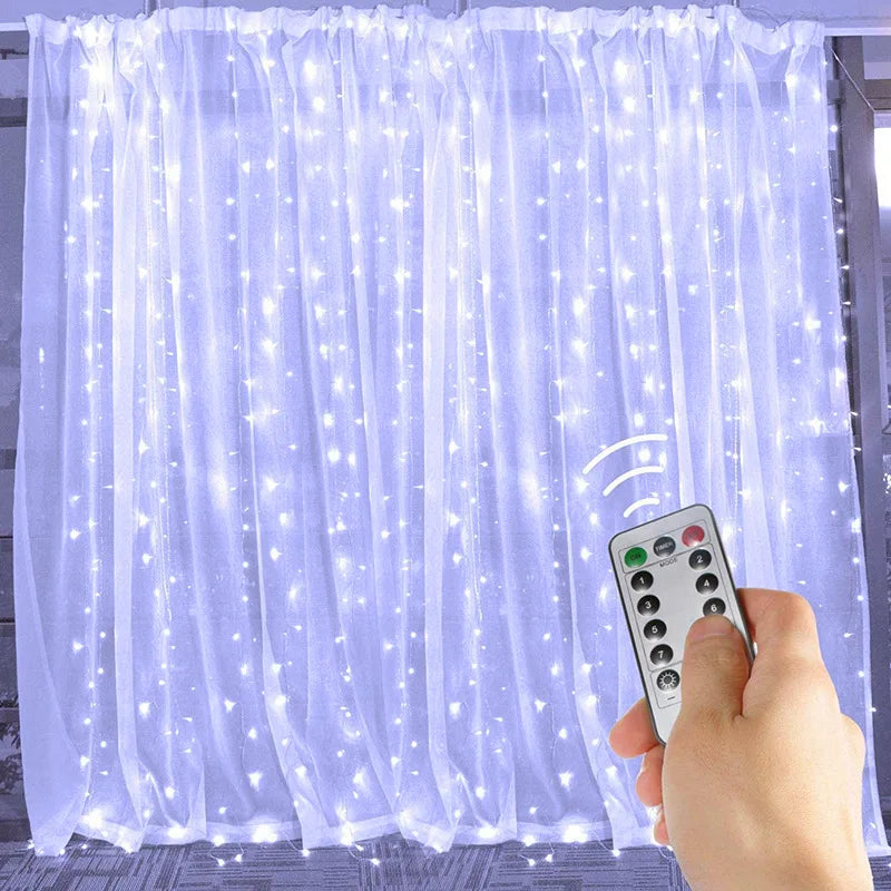 Diwali Lights LED Fairy String Curtain Lights 8 Mode Remote USB Festoon Christmas Decor For Home Holiday New Year Lamp