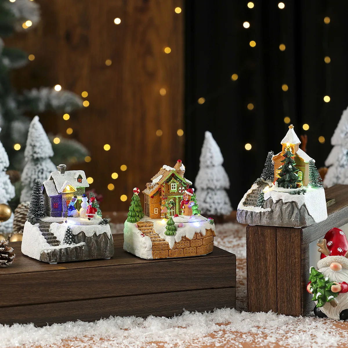 New Christmas decorations electric music, illuminated houses, LED lights, snow houses, Christmas ornaments gifts