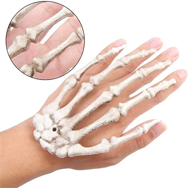 1-6Pair Halloween Skeleton Hand Scary Realistic Hand Bone Skull Decors Party Haunted House Halloween Terror Decoration Props