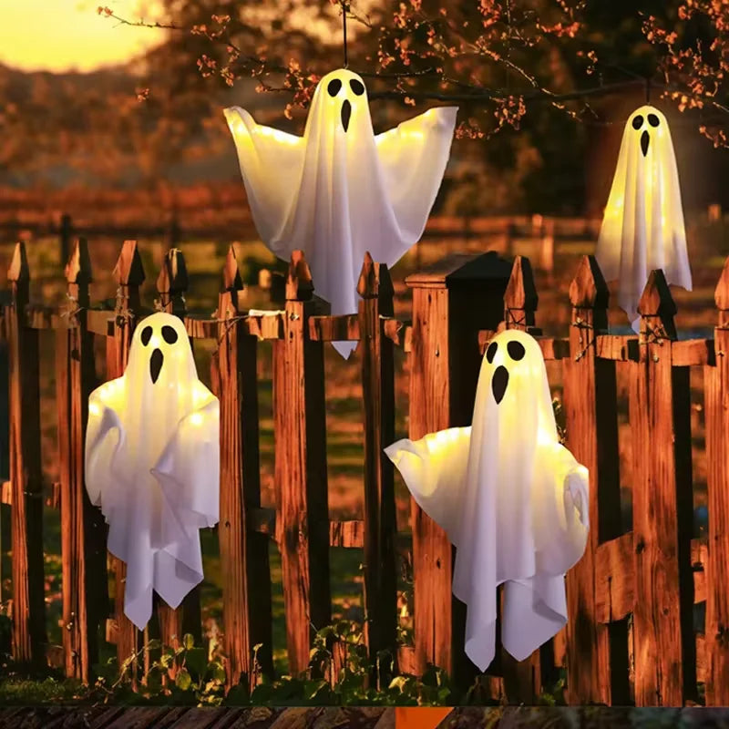 Halloween Ghost LED Light Hanging Ghost Home Decoration Outdoor Ghost House Bar Hanging Light Horror Prop Party Decoration