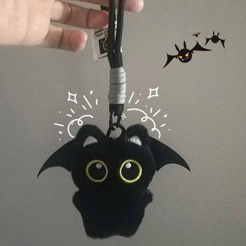 Cute Keychain Kawaii Black Cat Keychain Plush Cats Toy Backpack Hanging Pendant Decoration Keyring Halloween Ghost Theme Gifts