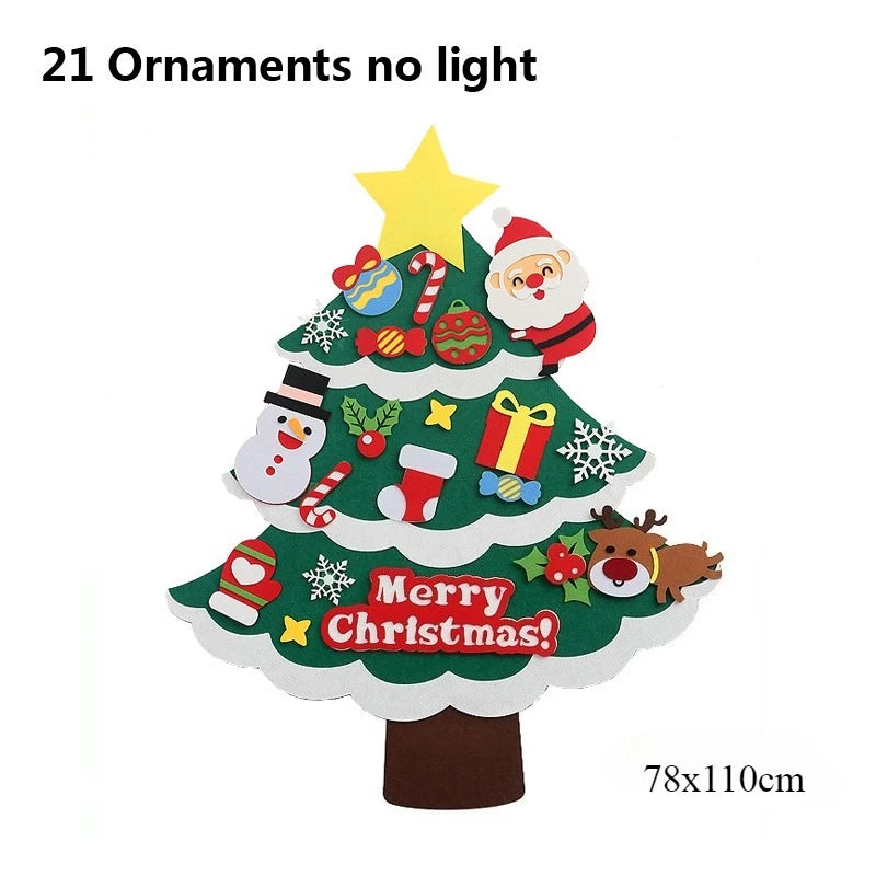 Felt Christmas Tree with Ornaments DIY Cristmas Ornament Xmas Navidad Gifts Santa Claus New Year Door Wall Hanging Decorations