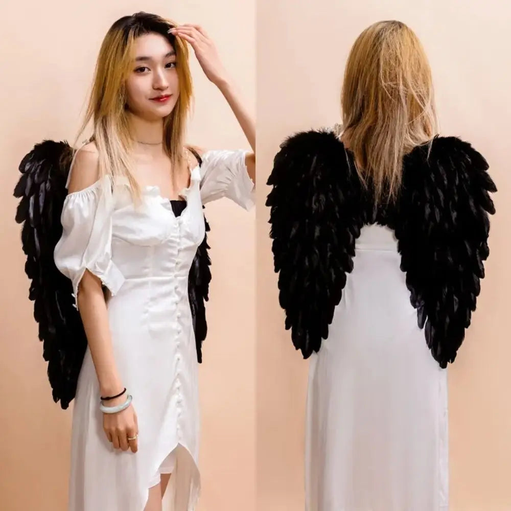 Black Feather Wings Creative White Handmade Angel Wings Party Props Cosplay Little Wings Halloween