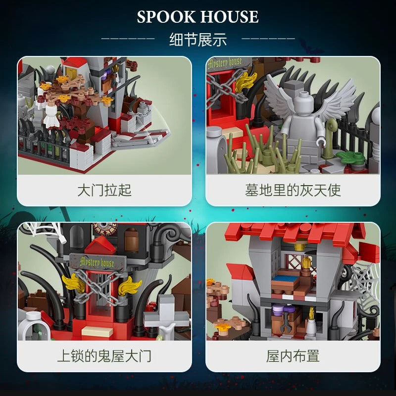 Halloween Toys Building Blocks Assembly Pumpkin House Ghost House Witch Science Monster Friend Party Decor Model Kids Gifts
