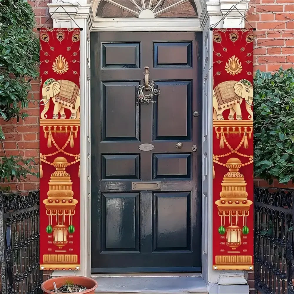 Indian Diwali Festival, Festive Porch Banners, Festive Decor For Welcoming Porch Drapes, Outdoor Courtyard Party Backdrop