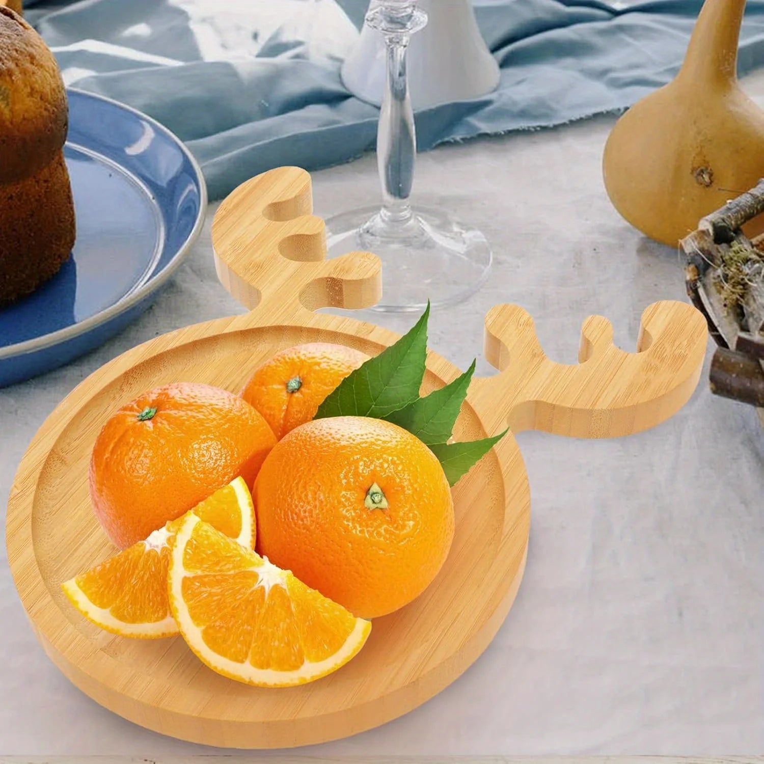 Christmas Charm Wooden appetizers, snacks, desserts and sweets, festive reindeer, tree and hat patterns, home decor