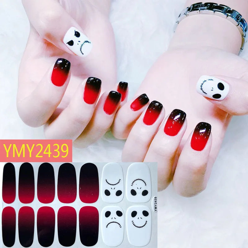 Baking Free Halloween Nail Stickers Full Sticker Fashion Nail Art Jewelry  Pumpkin Ghost Wholesale Applique Nail Sticker